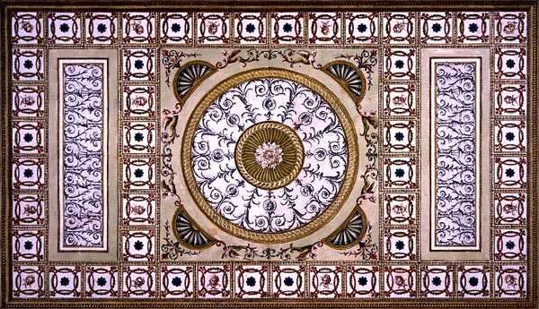 Design pour le plafond de la bibliothèque à Osterley House, résidence de Robert Child Esq. - Robert Adam