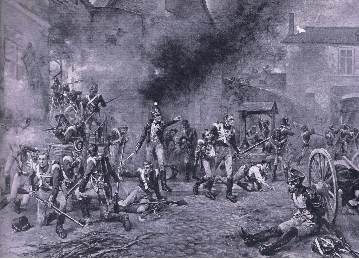 La défense de Hougoumont, 18 juin 1815 (illustration de British Battles on Land and Sea) - Robert Alexander Hillingford