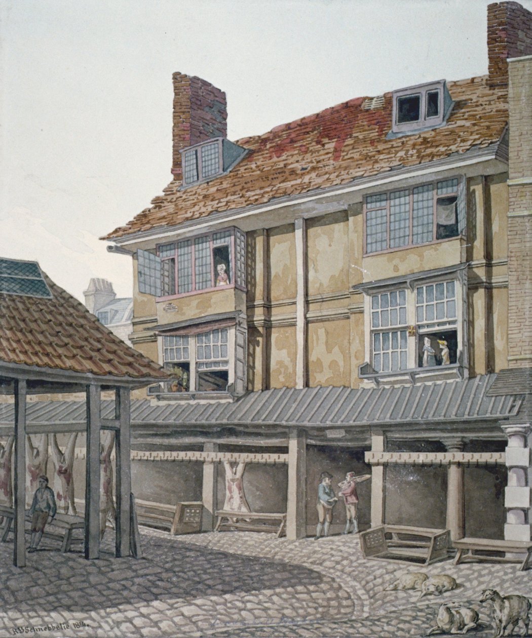 Leadenhall Market, City de Londres, 1814 - Robert Blemmell Schnebbelie