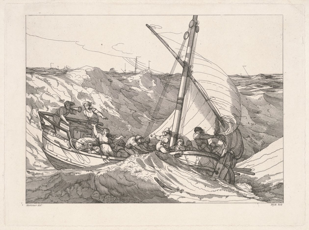 Bateau dans une tempête en mer - Robert Blyth, after John Hamilton Mortimer