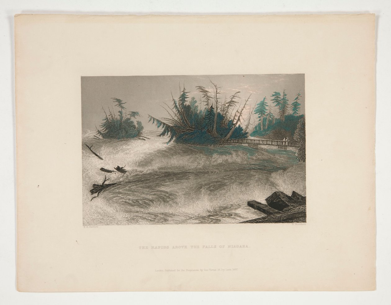 Les rapides au-dessus des chutes du Niagara, illustration pour Nathaniel Parker Willis - Robert Brandard