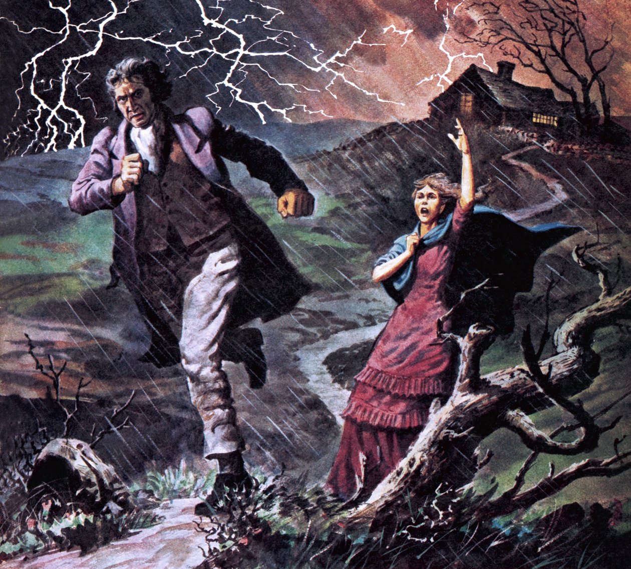 Heathcliff et Cathy, dans le roman Les Hauts de Hurlevent - Robert Brook