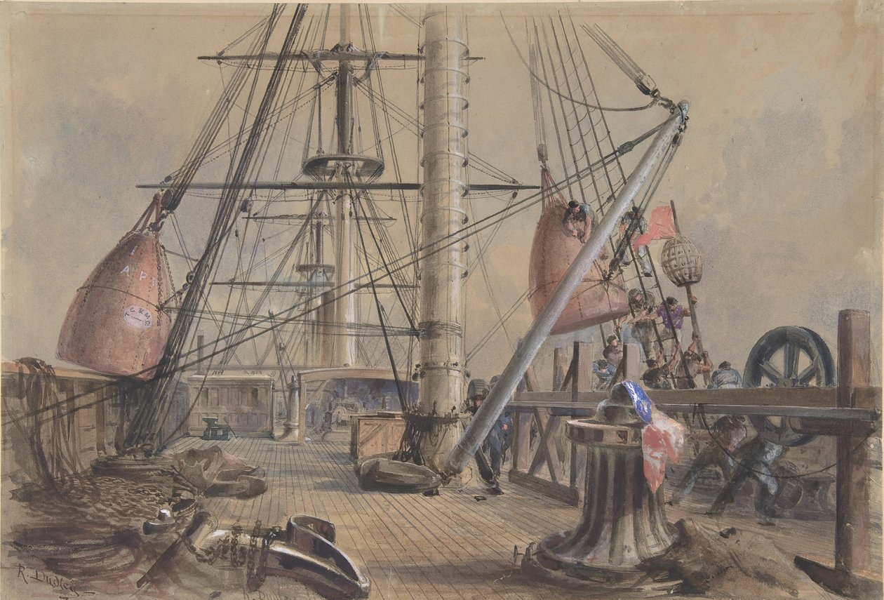 Sortir une des grandes bouées : le pont du Great Eastern vu de..., 1865-66 - Robert Charles Dudley