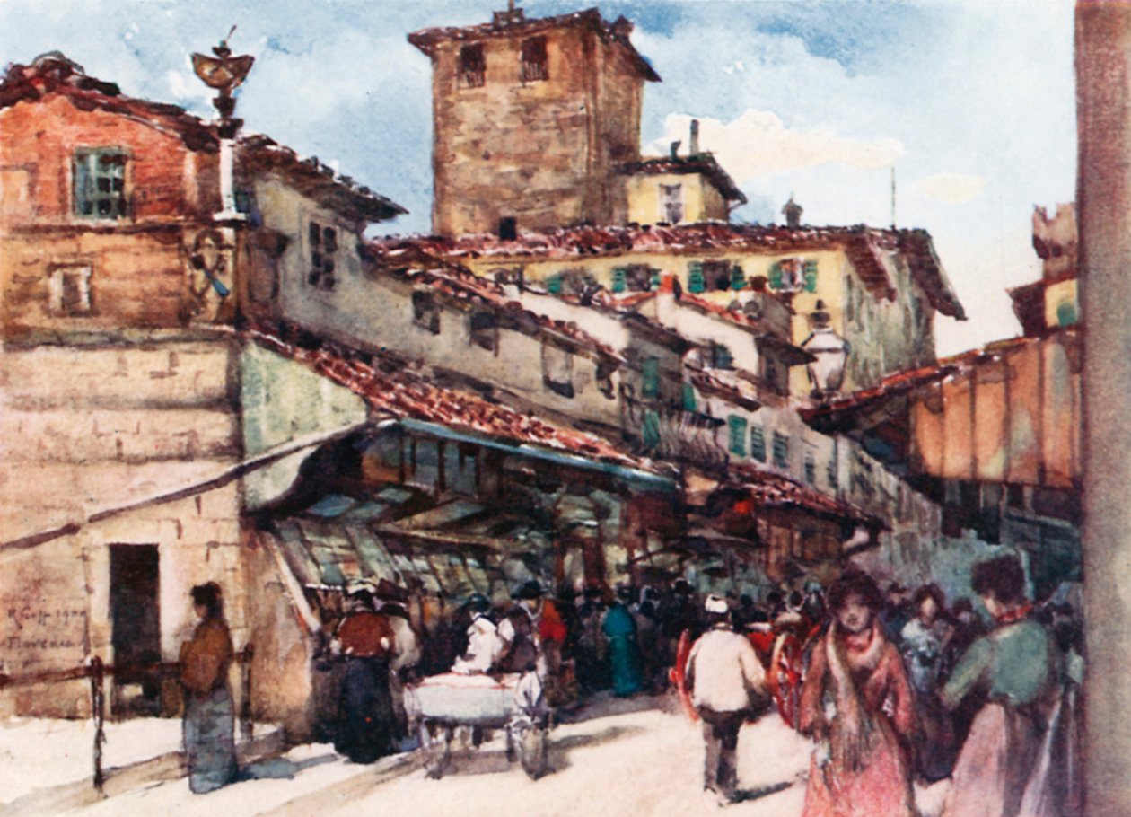 Étude sur le Ponte Vecchio (lithographie couleur) - Robert Charles Goff