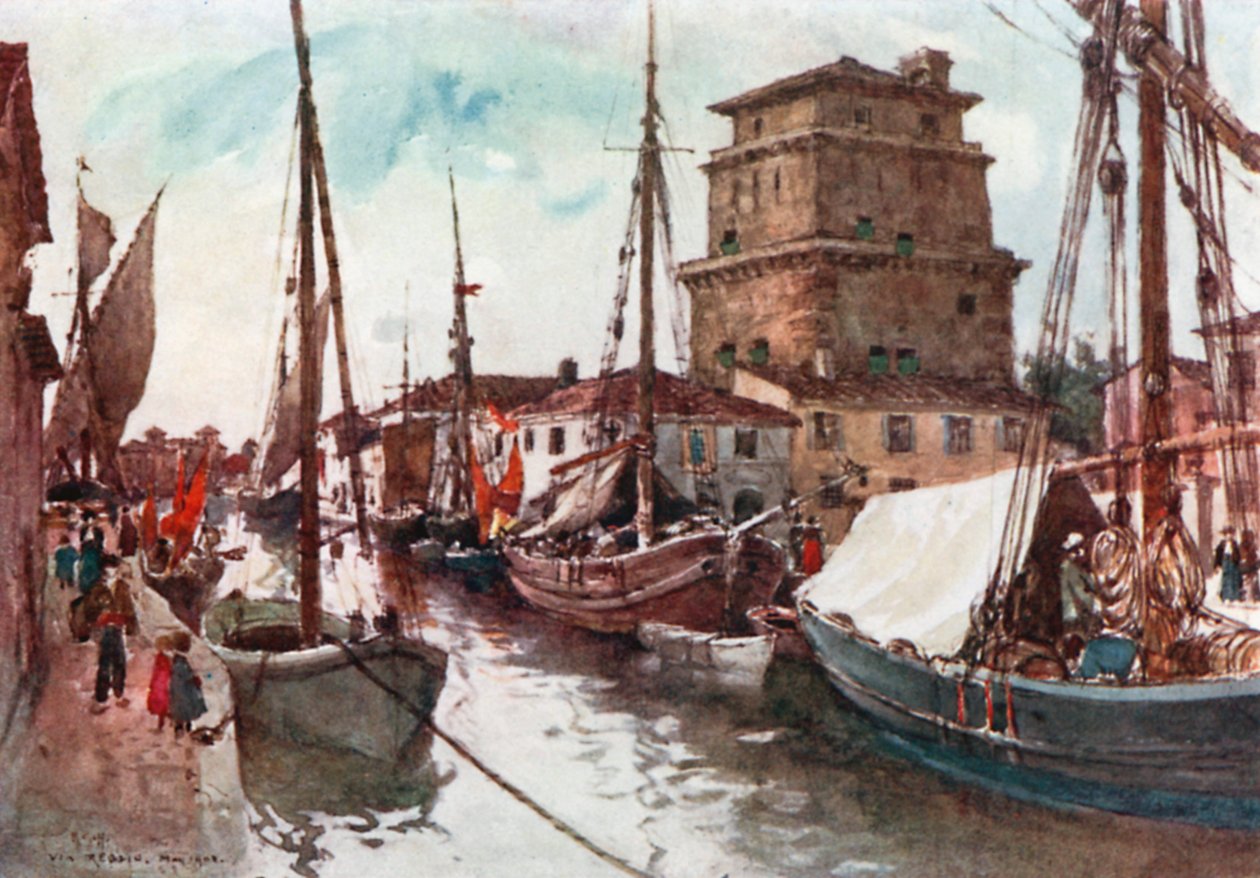 Port de Viareggio (lithographie couleur) - Robert Charles Goff