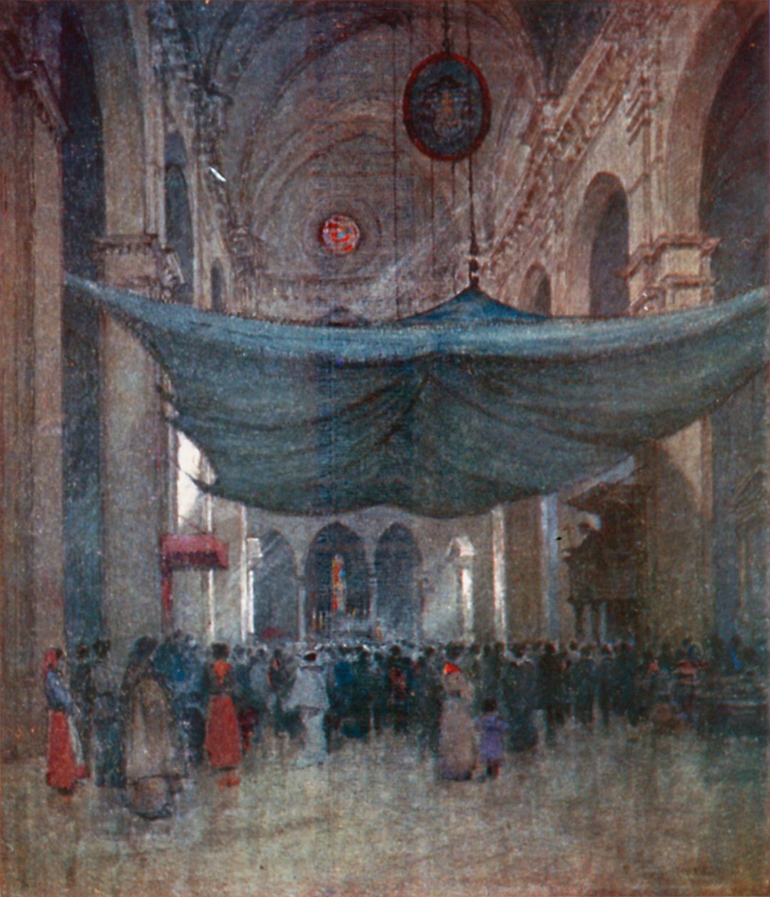 Intérieur de la cathédrale Santa Maria del Fiore (lithographie couleur) - Robert Charles Goff