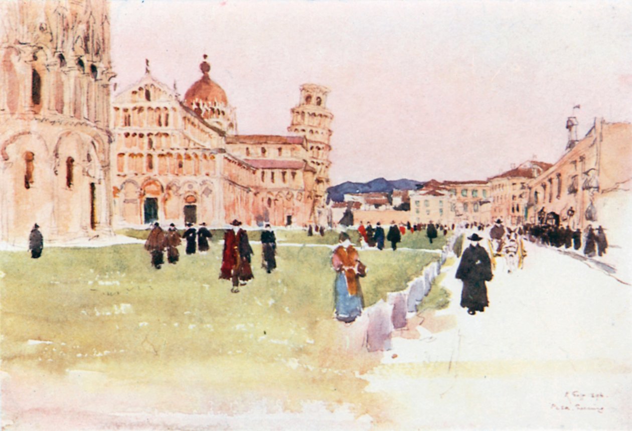 Piazza del Diuomo, Pise (lithographie couleur) - Robert Charles Goff