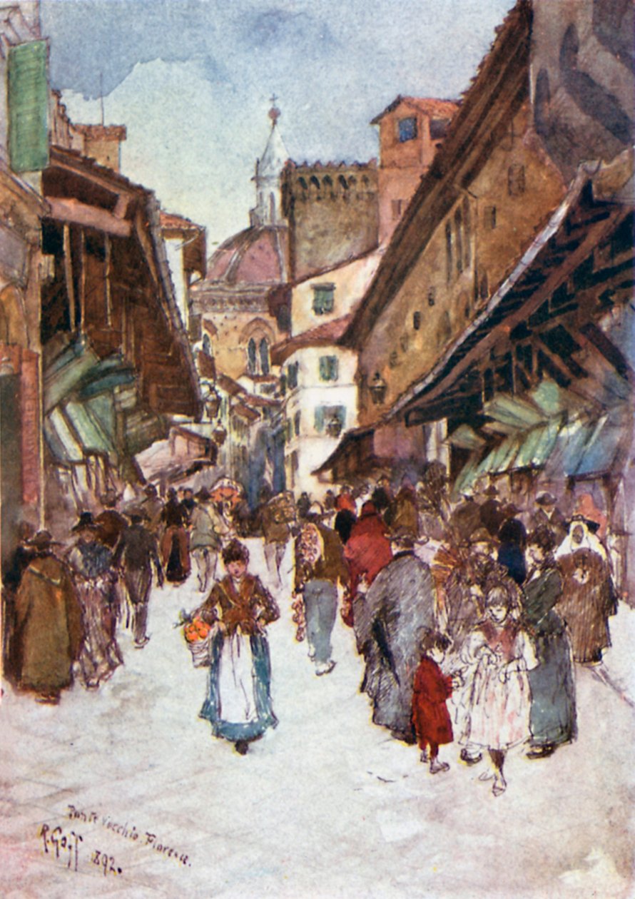 Le Ponte Vecchio (lithographie couleur) - Robert Charles Goff