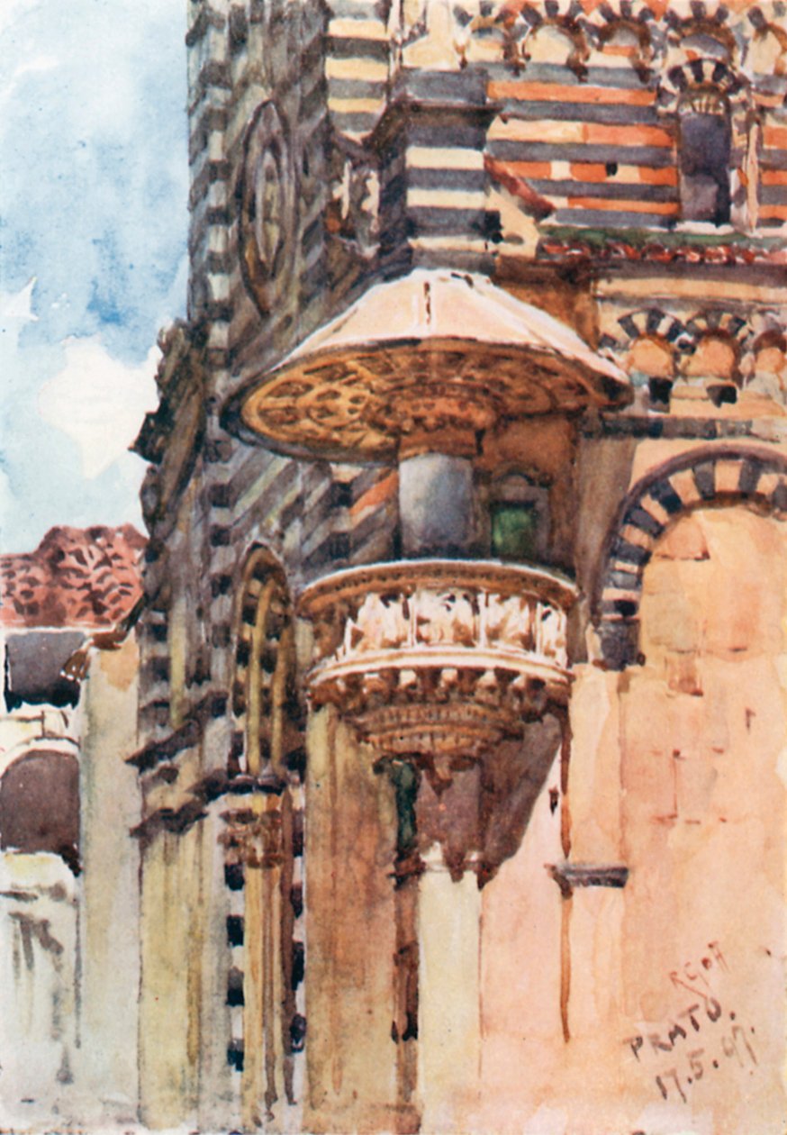 Façade ouest de la cathédrale de Prato (lithographie couleur) - Robert Charles Goff