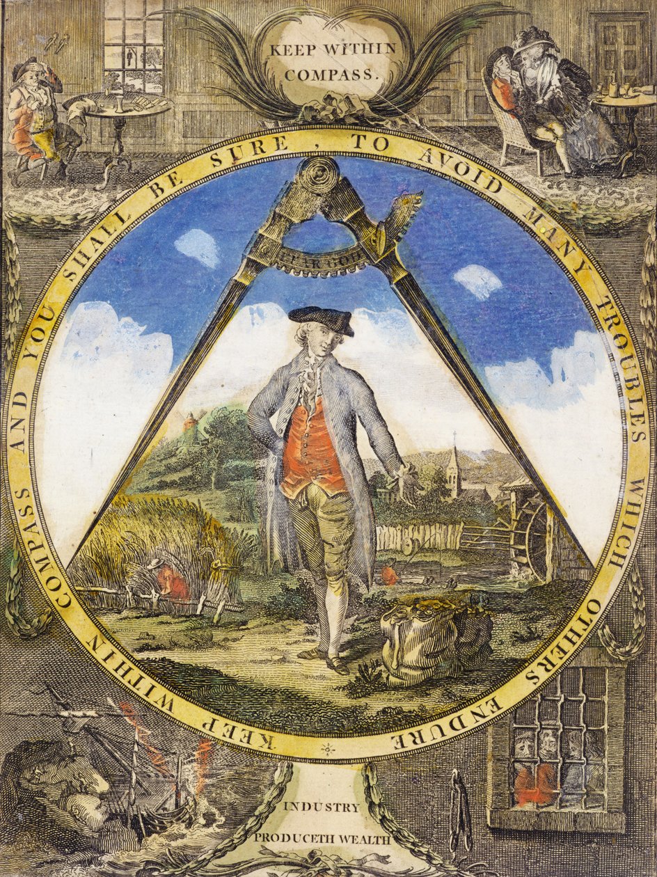 Restez dans le compas vers 1784 (gravure et eau-forte coloriées à la main) - Robert Dighton