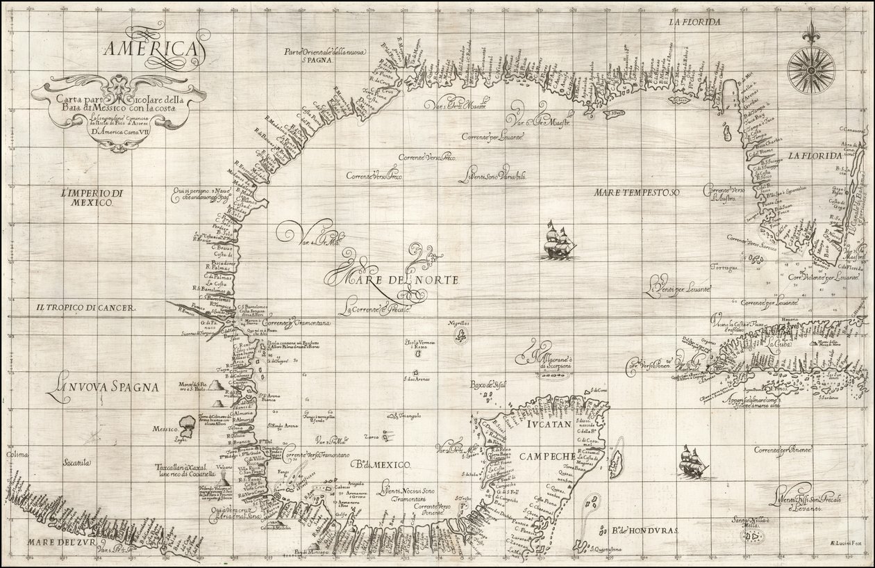 Carte du golfe du Mexique de 1646 par Robert Dudley - Robert Dudley