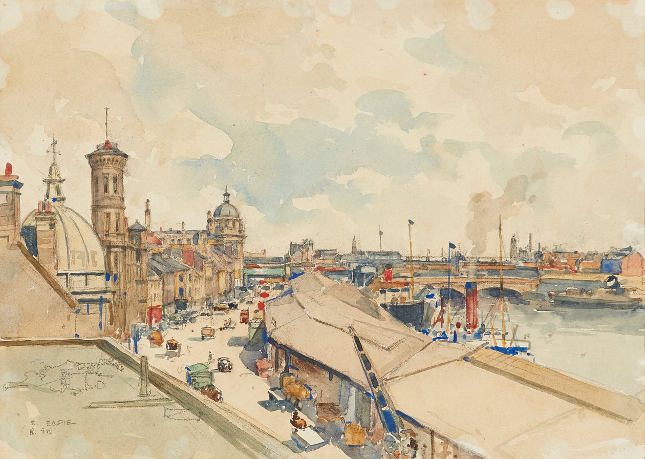 By the Clyde (crayon et aquarelle) - Robert Eadie
