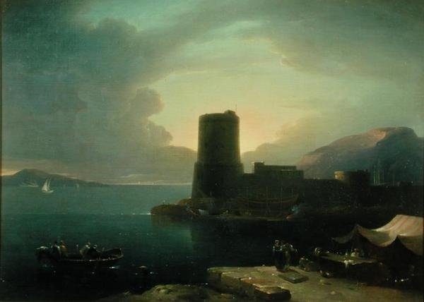 Le promontoire de Posilipio, dans la baie de Naples, avec le mont Vésuve en arrière-plan - Robert Freebairn