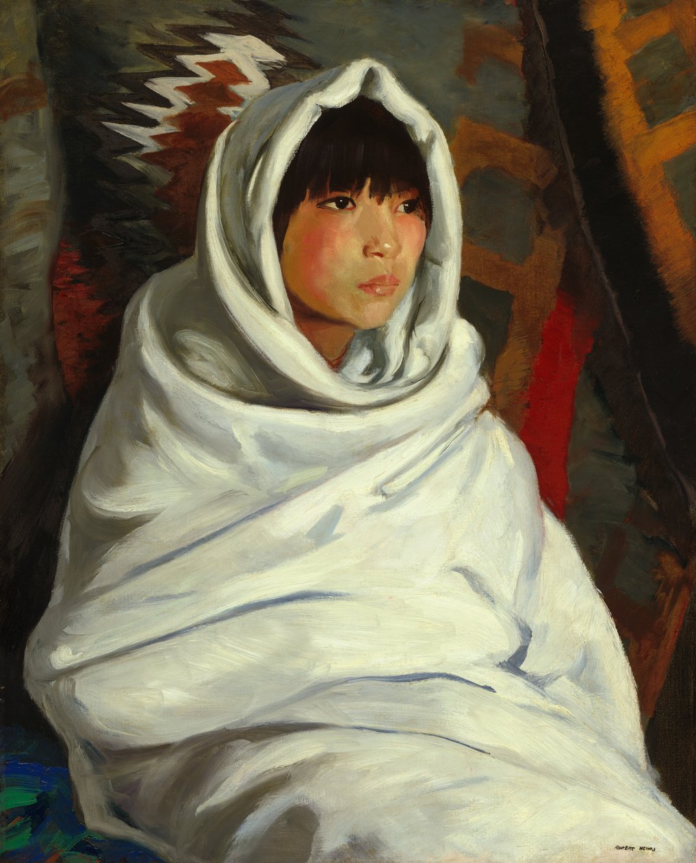 Fille indienne en couverture blanche - Robert Henri