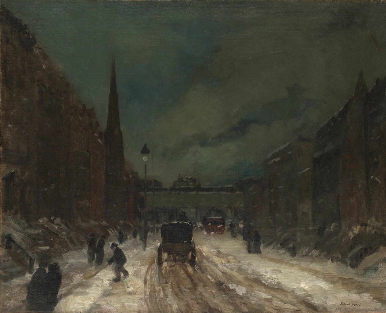 Scène de rue avec neige (57e rue, NYC) - Robert Henri