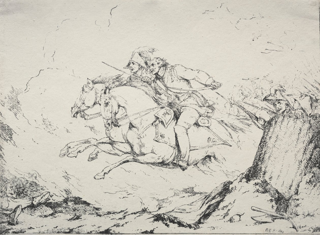 Spécimens de Polyautographie : Charge de cavalerie, 1803 - Robert Kerr Porter