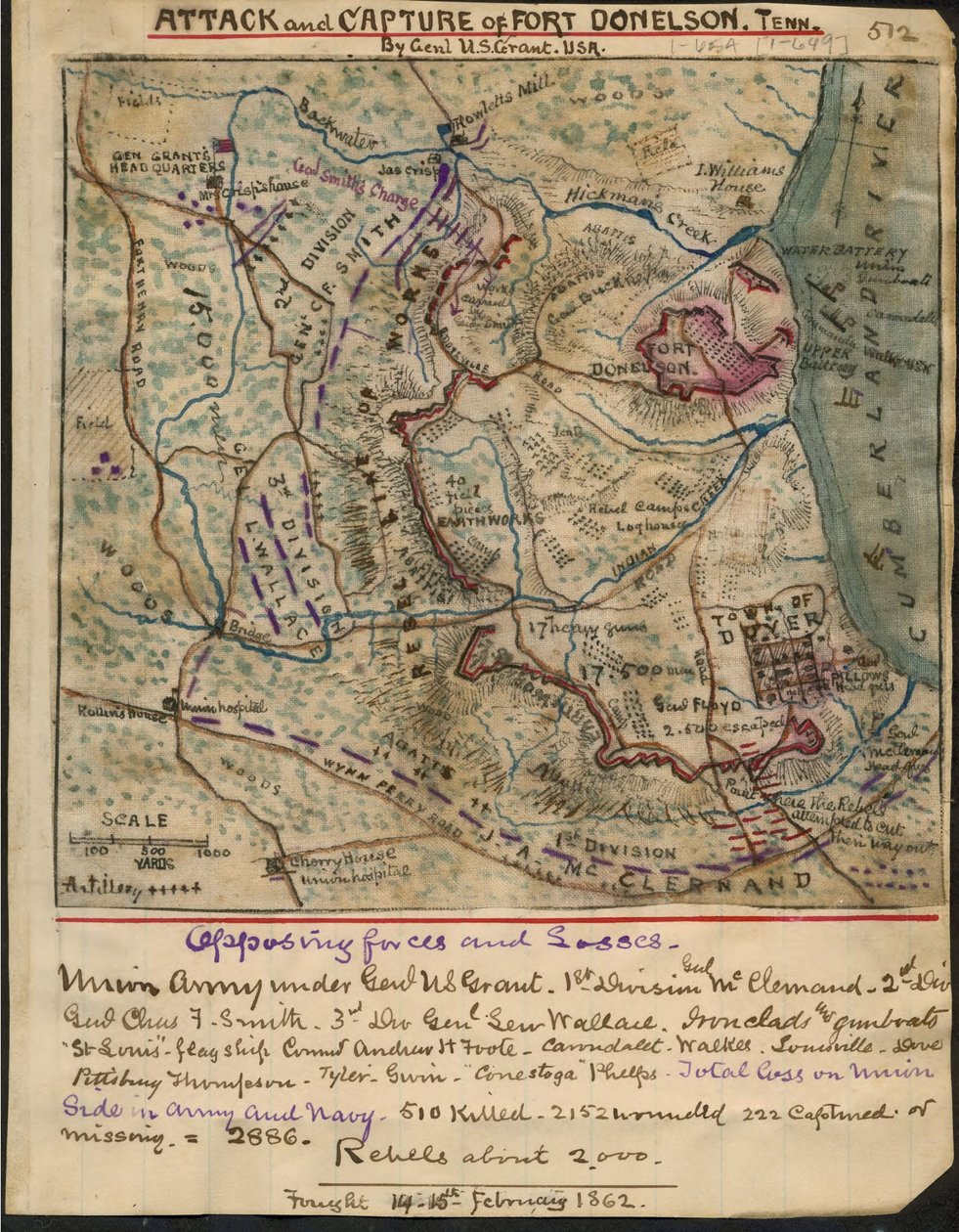 Attaque et prise de Fort Donelson, Tenn. par le général U.S. Grant U.S.A. LOC gvhs01.vhs00078 - Robert Knox Sneden