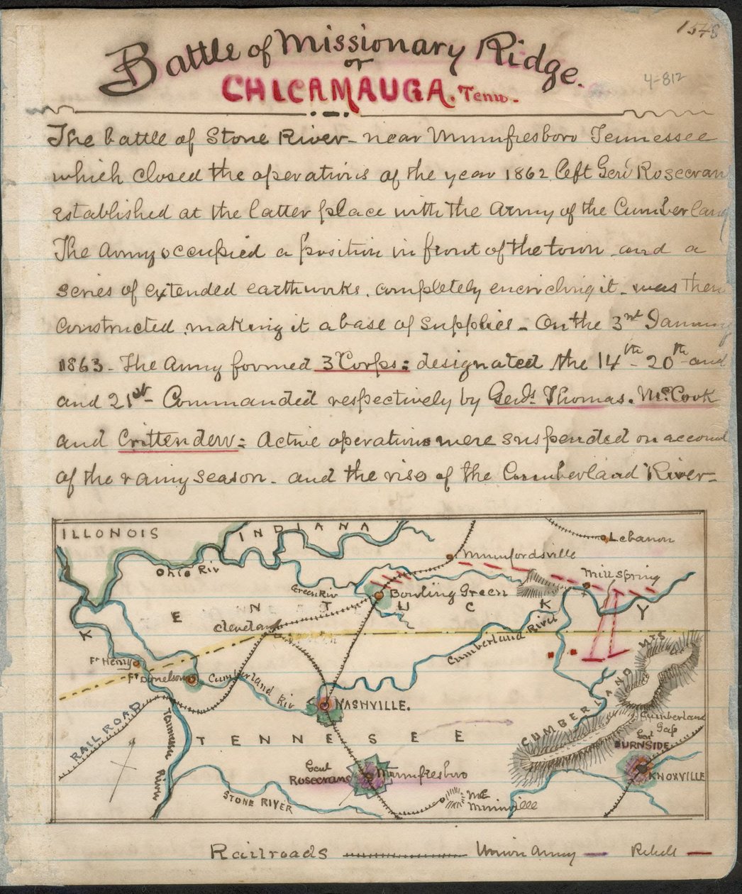Bataille de Missionary Ridge ou Chickamauga, Tenn. LOC gvhs01.vhs00156 - Robert Knox Sneden