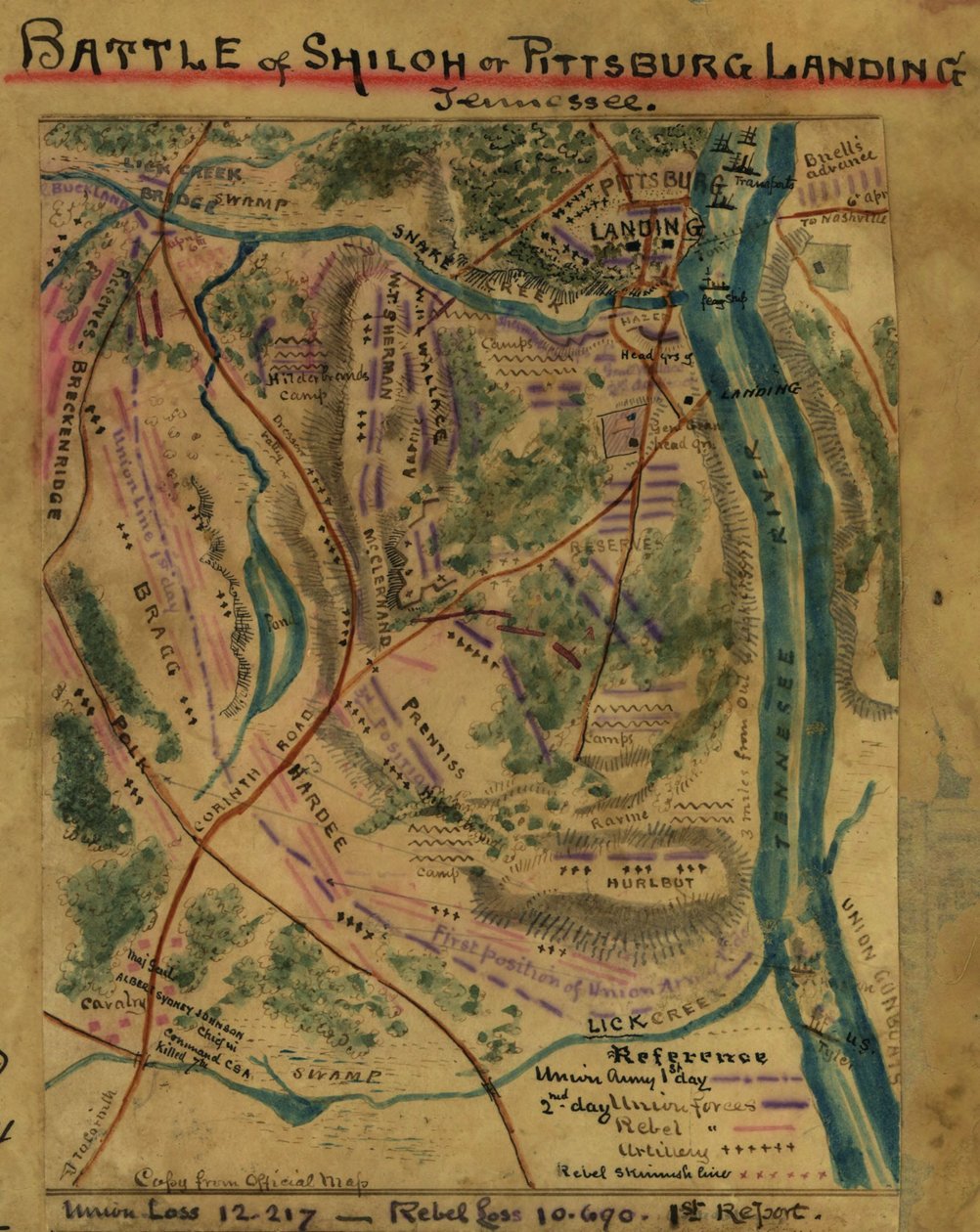 Bataille de Shiloh ou Pittsburg Landing, Tennessee LOC gvhs01.vhs00313 - Robert Knox Sneden