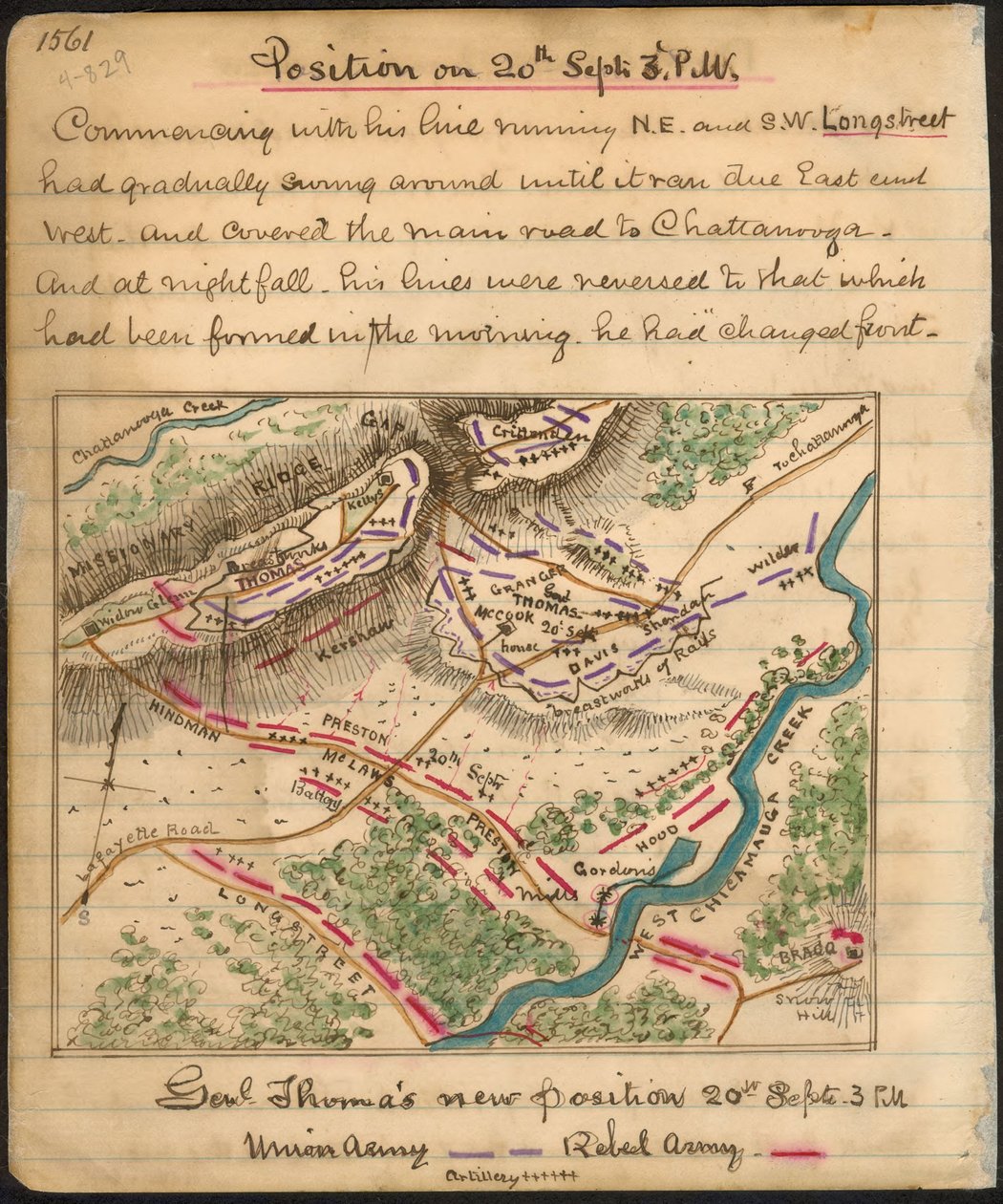 Nouveau poste du général Thomas 20 sept. 15 heures LOC gvhs01.vhs00159 - Robert Knox Sneden
