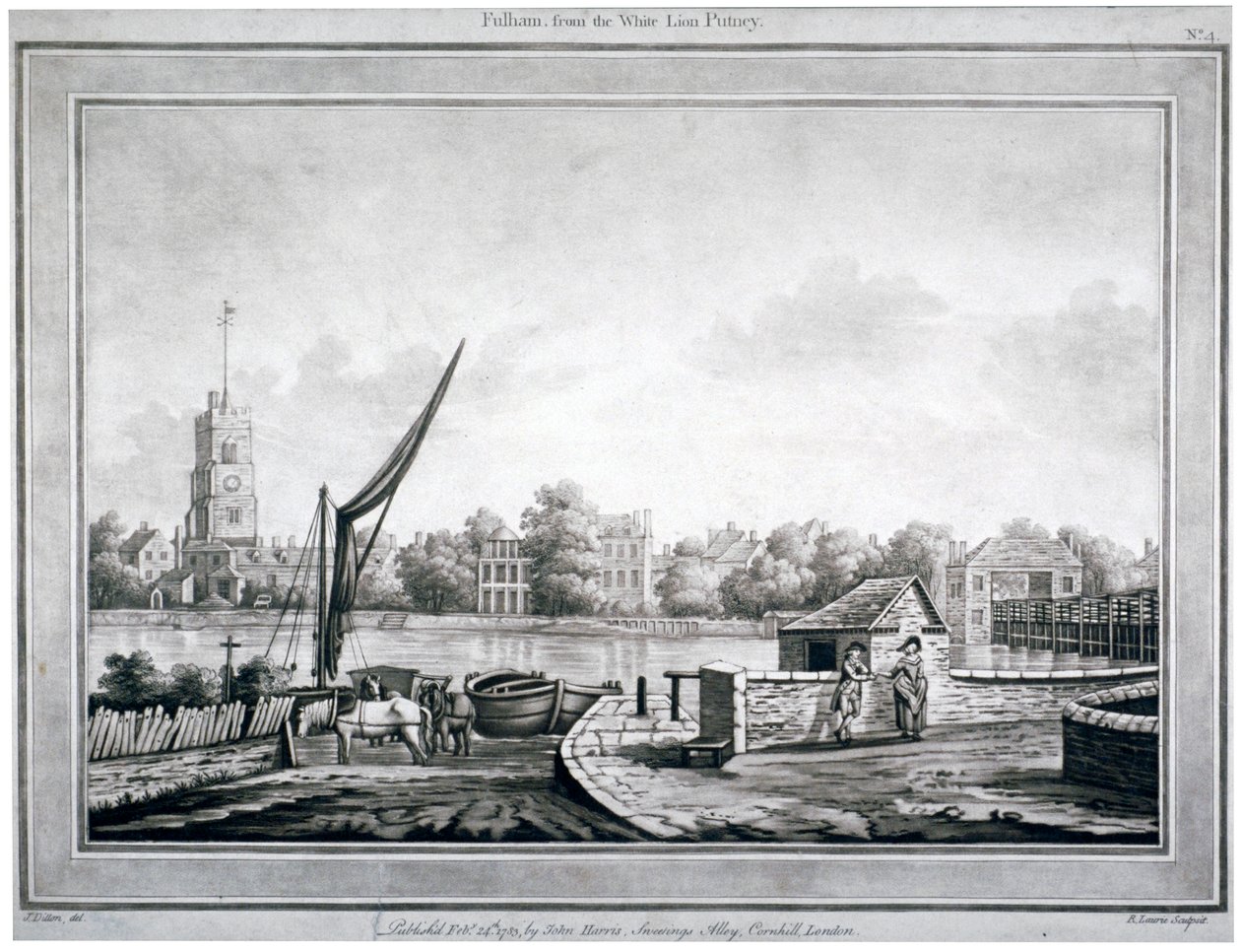Vue de Fulham depuis le White Lion Inn, Putney, Londres, 1783 - Robert Laurie