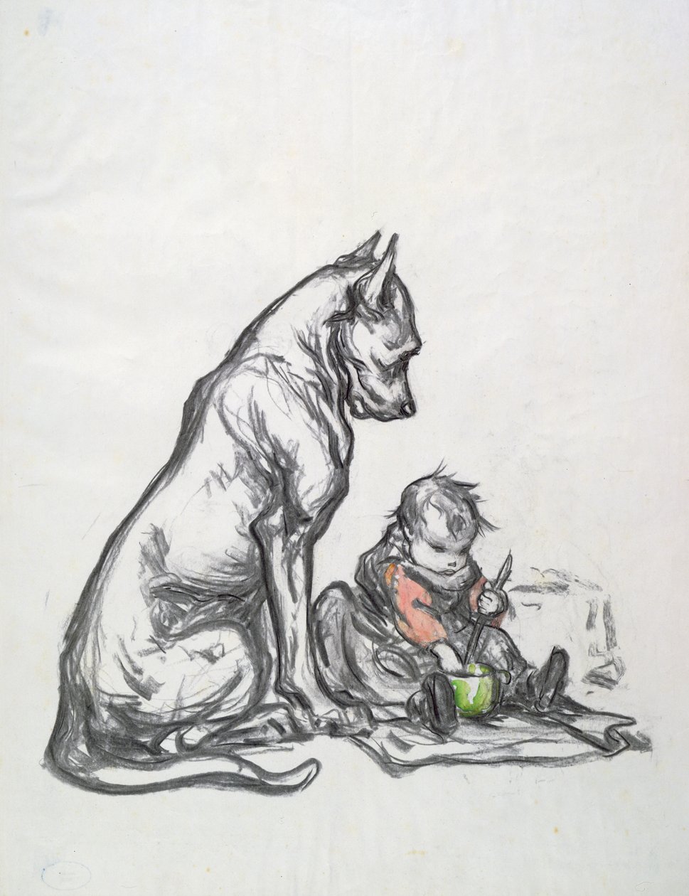 Chien et enfant, début du XXe siècle - Robert Noir