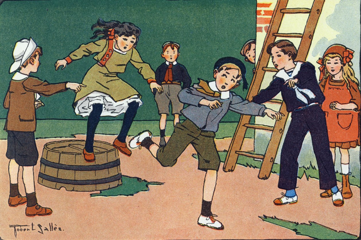 La mère aux confitures. Gravure dans "À quoi jouons-nous ?" par E. Weber avec des dessins aquarellés de Robert Salles (1871-1929). Librairie Garnier Frères, Paris - Robert Salles