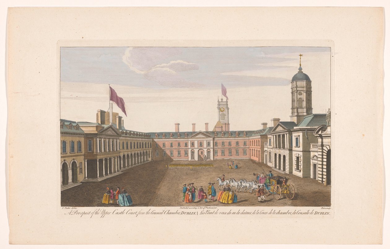 Vue de la cour supérieure du château de Dublin - Robert Sayer (possibly)