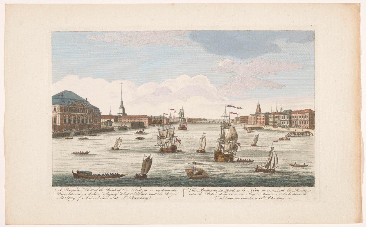 Vue de la rivière Neva à Saint-Pétersbourg, vue en descendant le fleuve - Robert Sayer (possibly)