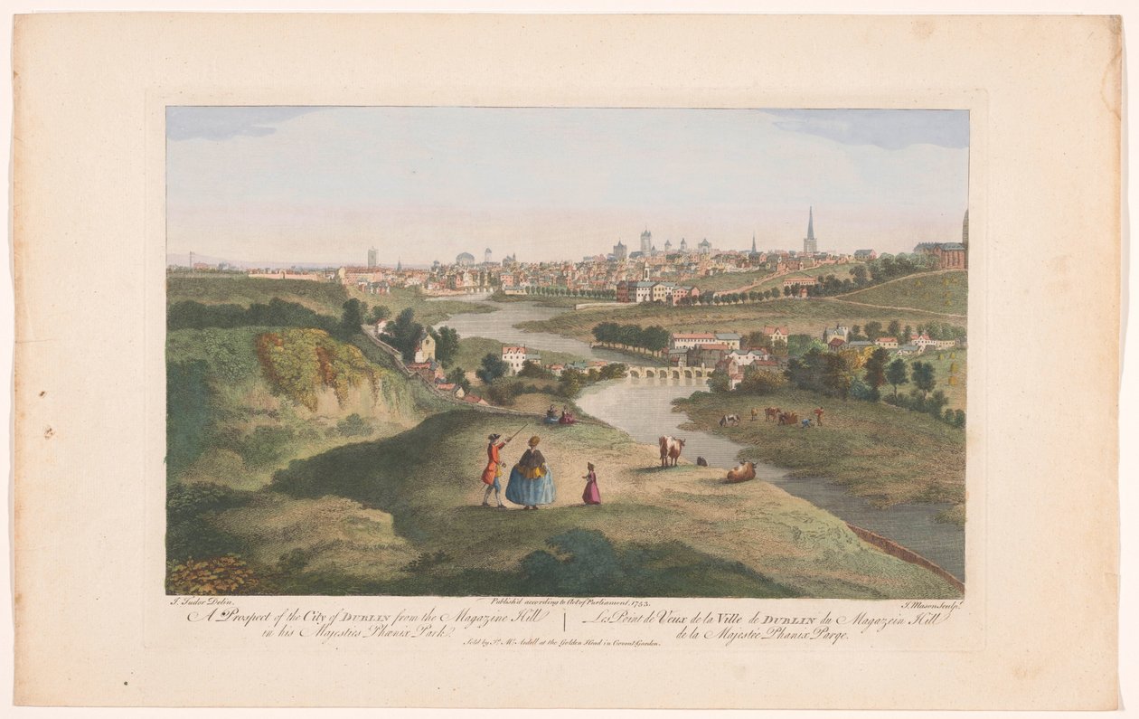 Vue de la ville de Dublin depuis Phoenix Park - Robert Sayer (possibly)