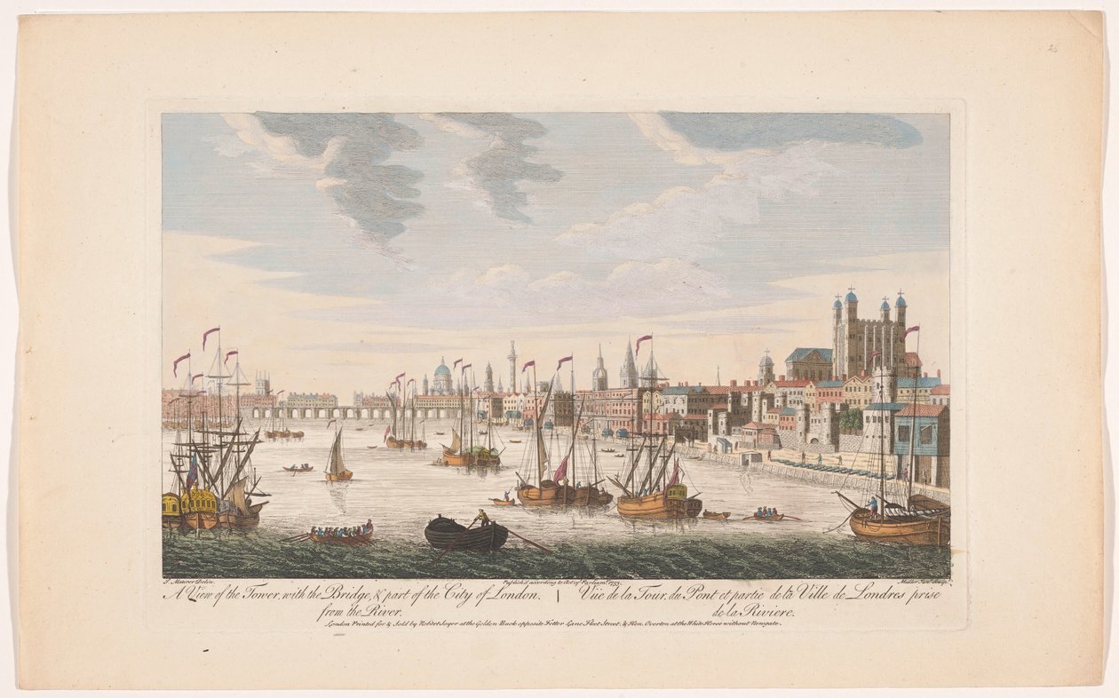 Vue de la ville de Londres depuis la Tamise - Robert Sayer