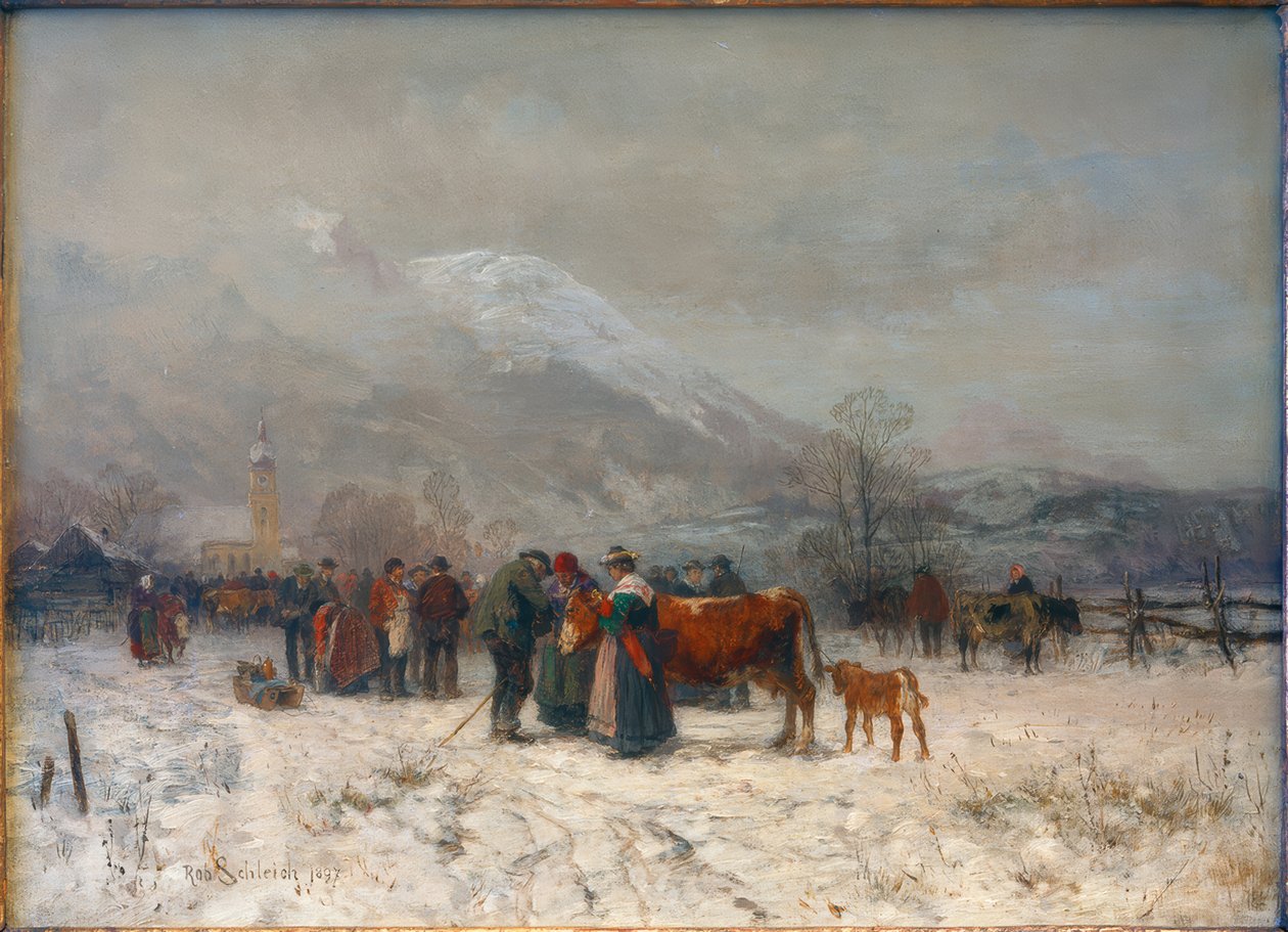 Marché aux bestiaux en hiver à Mittenwald - Robert Schleich