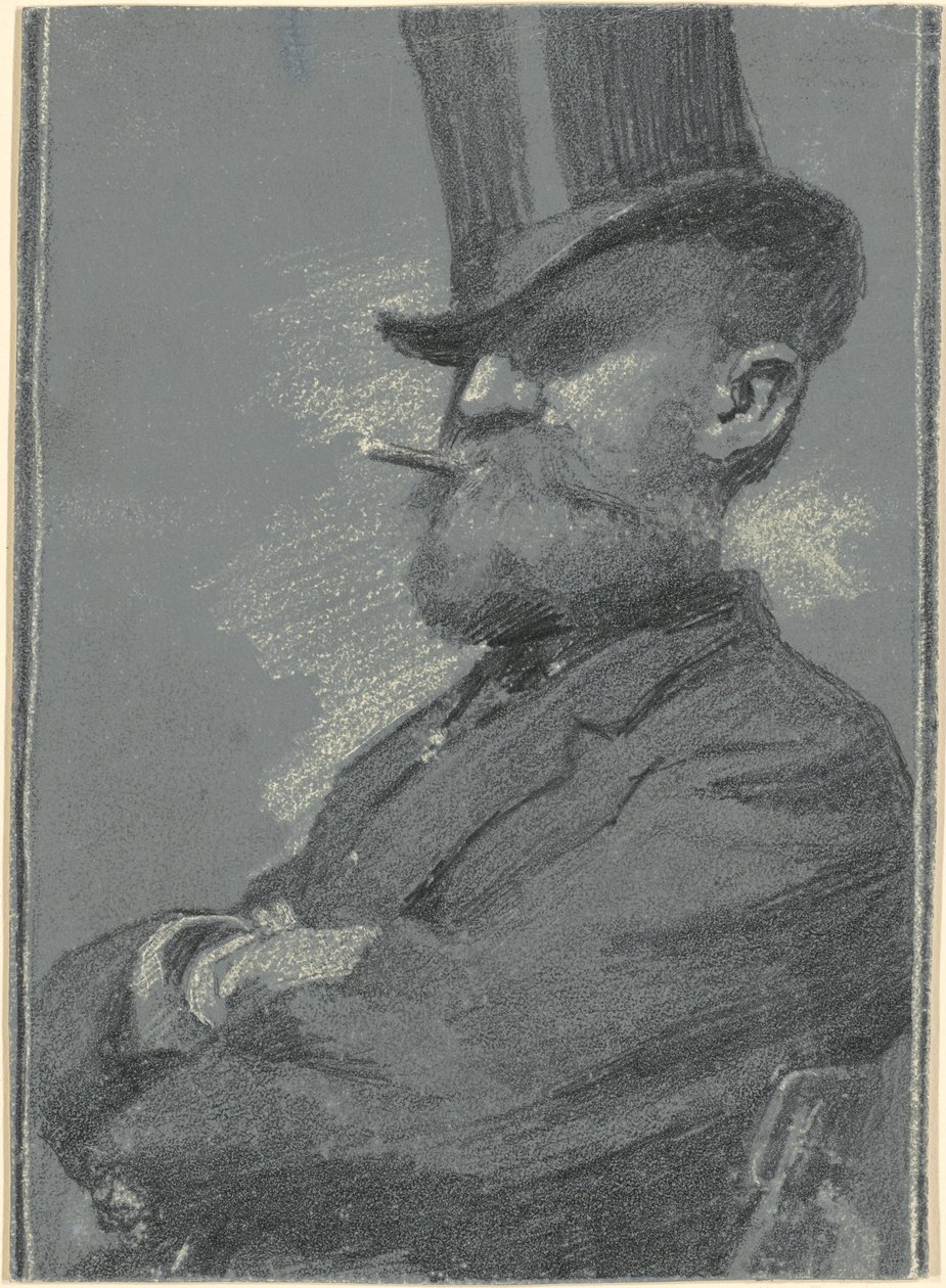 Homme avec un haut-de-forme, fumant un cigare - Robert William Vonnoh