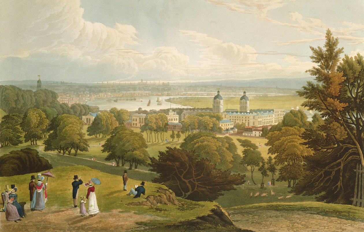Vue de Londres prise depuis le parc de Greenwich, pub. 1820 par Colnaghi und Co. - Robert the Elder and Younger Havell