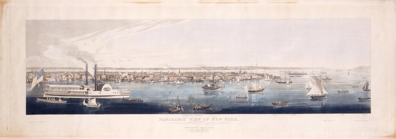 Vue panoramique de New York, prise depuis le fleuve Nord [Hudson], 1844 - Robert the Younger Havell
