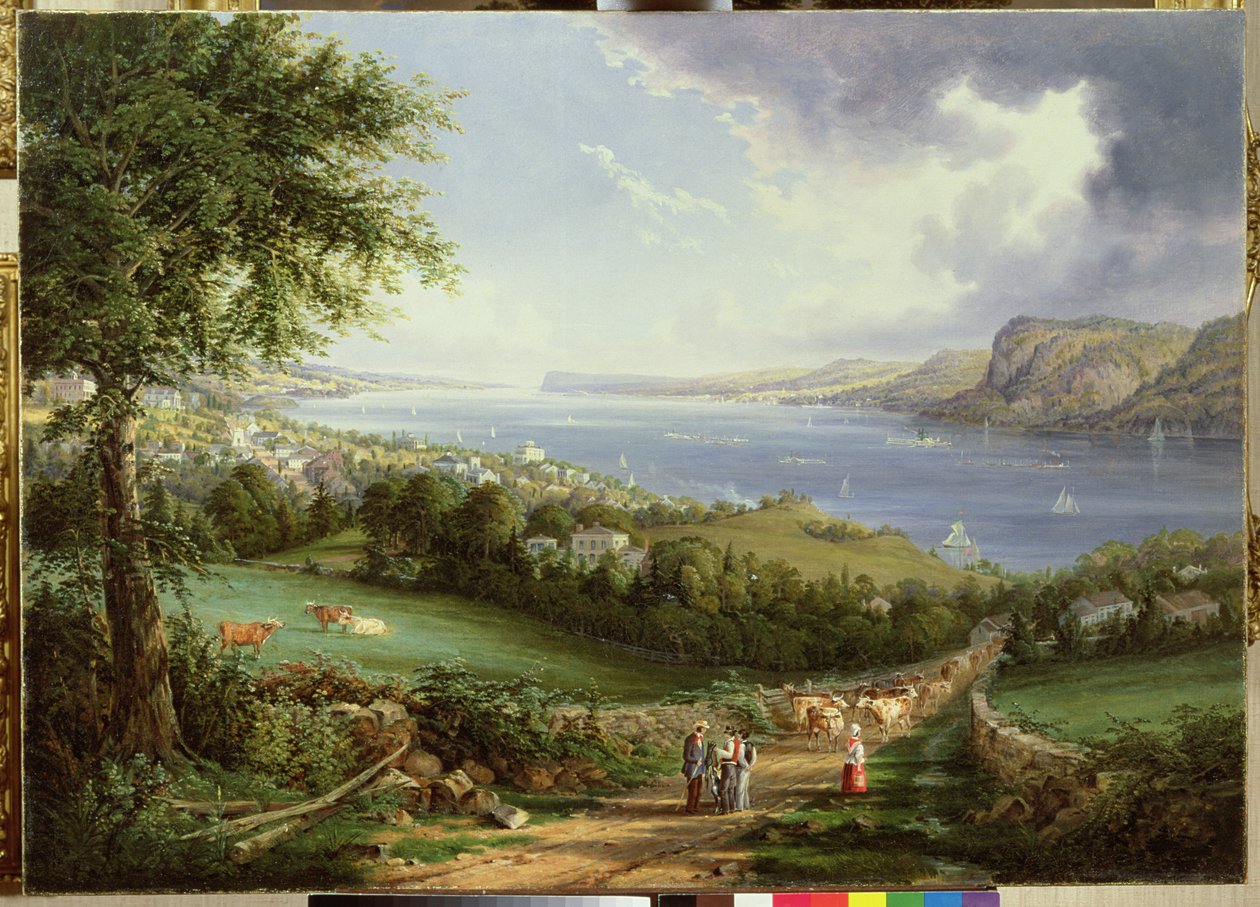 Vue de la rivière Hudson près de Sing Sing, New York, vers 1850 - Robert the Younger Havell