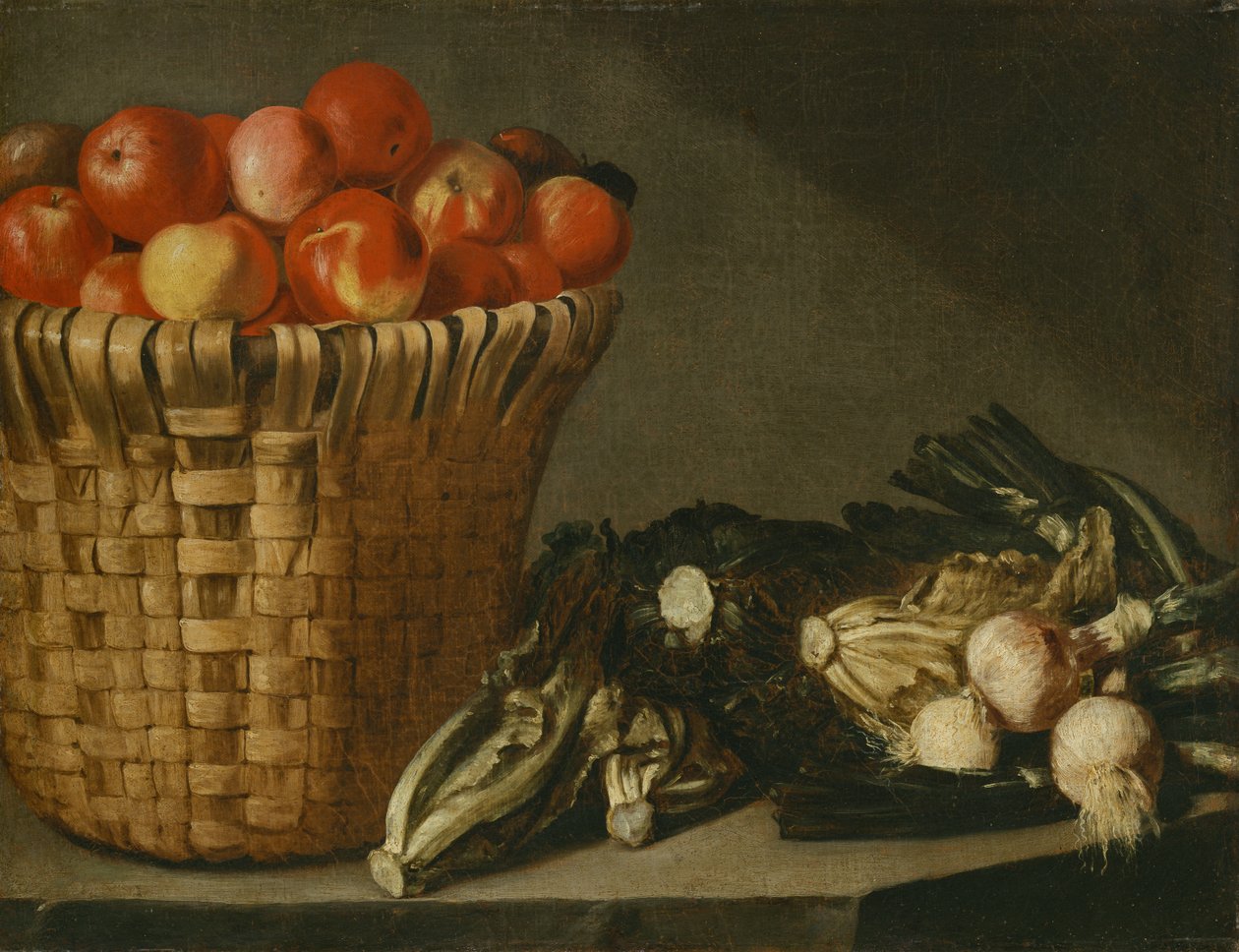 Panier de fruits, chou, bette et oignons - Rodolfo Lodi