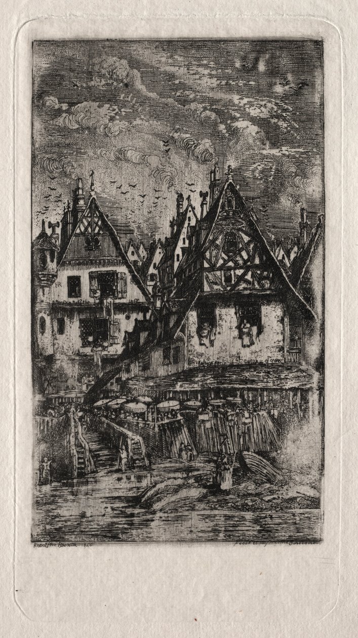 Marché avec parasols, 1866 - Rodolphe Bresdin