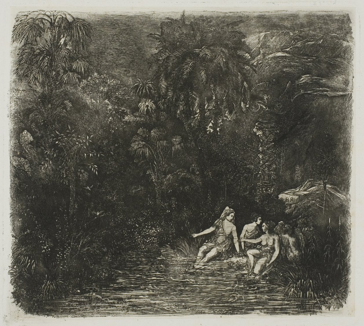 Les baigneurs sous les palmiers - Rodolphe Bresdin