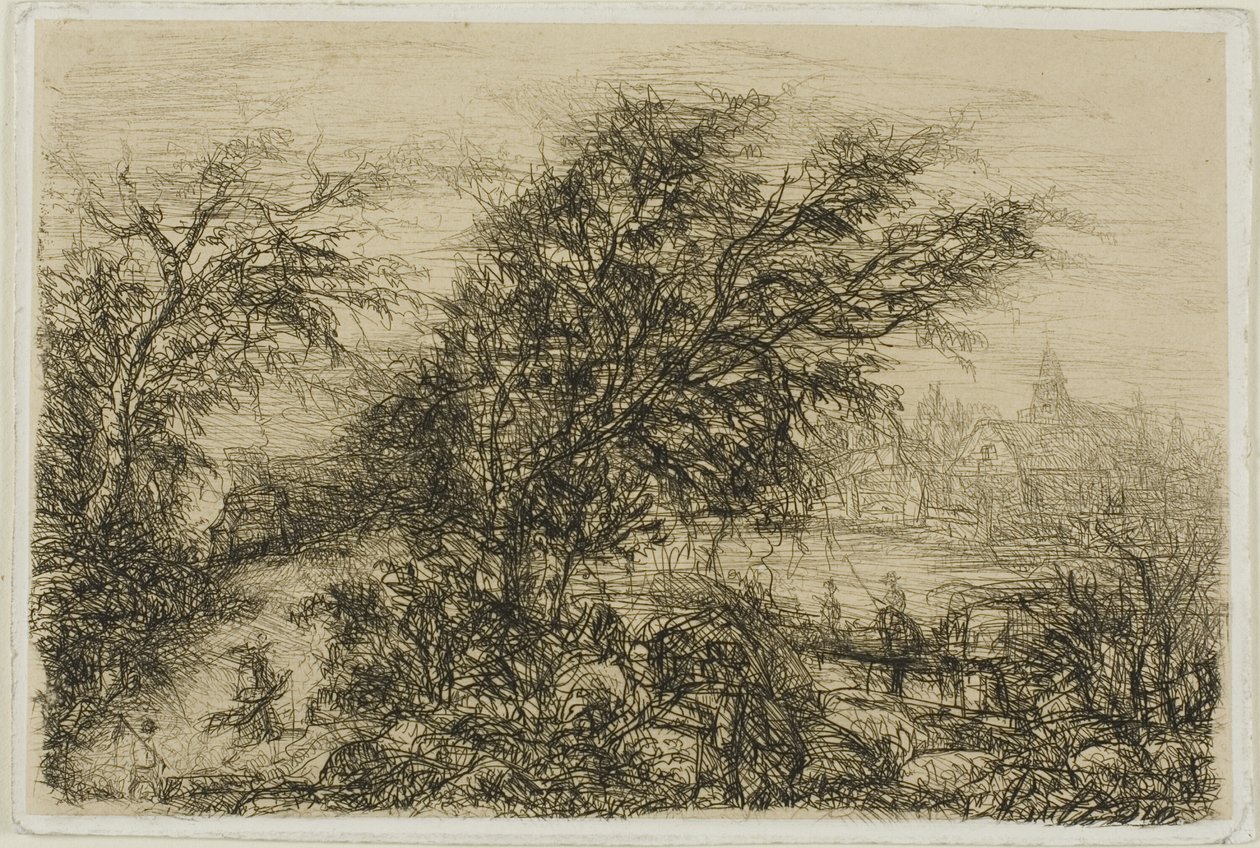 Arbres se courbant sous le vent - Rodolphe Bresdin