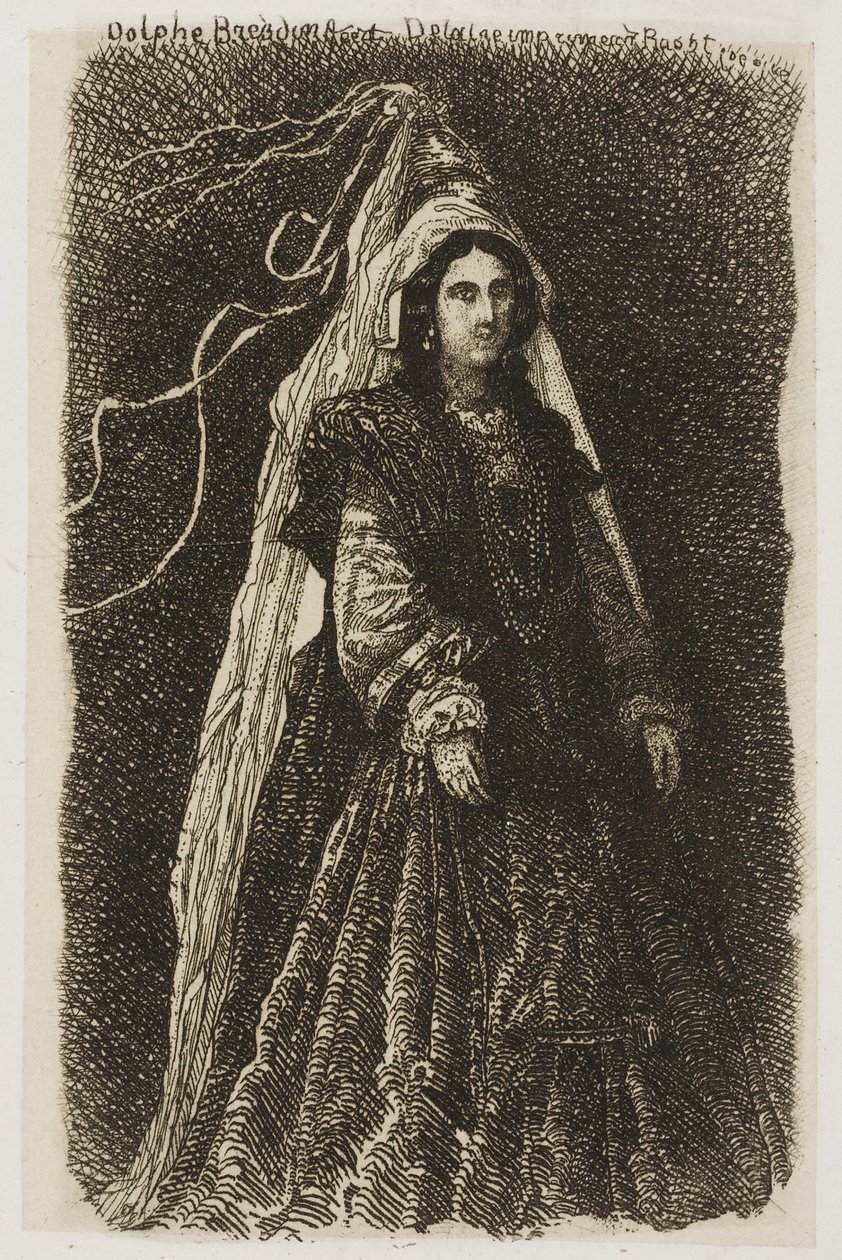 Femme en costume médiéval fantastique - Rodolphe Bresdin