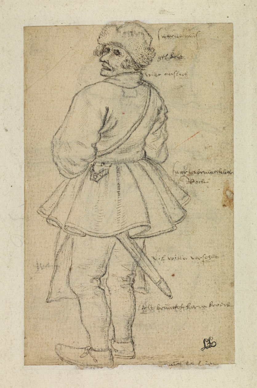 Homme vu de dos (verso) - Roelandt Jacobsz and Bruegel Pieter the Elder Savery