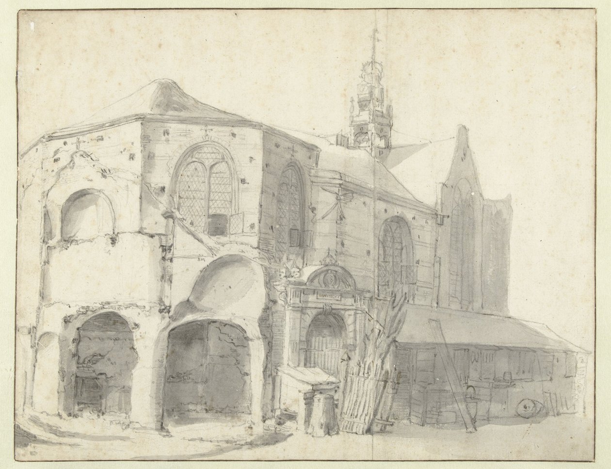 Vue de la chapelle de Jérusalem et de la chapelle Saint-Olof, Amsterdam - Roelant Roghman (attributed to)