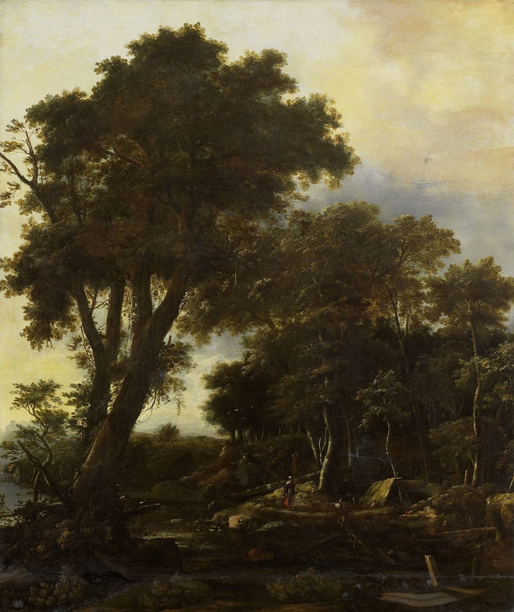 Paysage forestier avec abri de fortune - Roelant Roghman