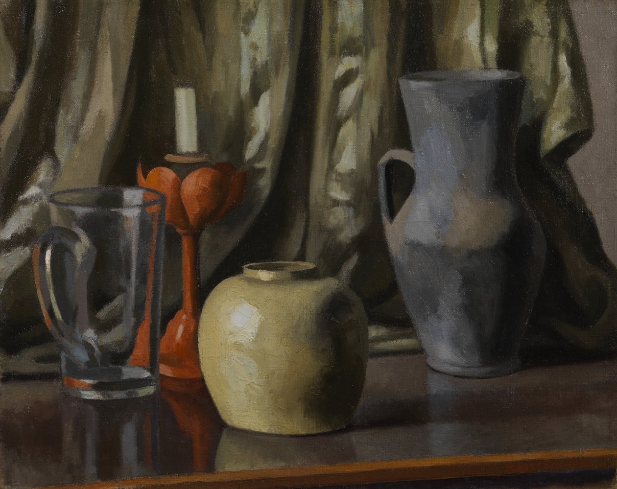 Nature morte avec bougie et pots en terre cuite - Roger Eliot Fry