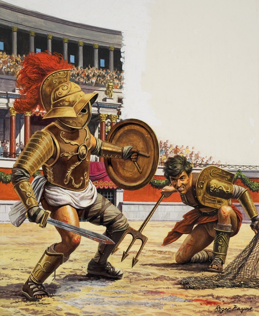 Gladiateurs (gouache sur papier) - Roger Payne