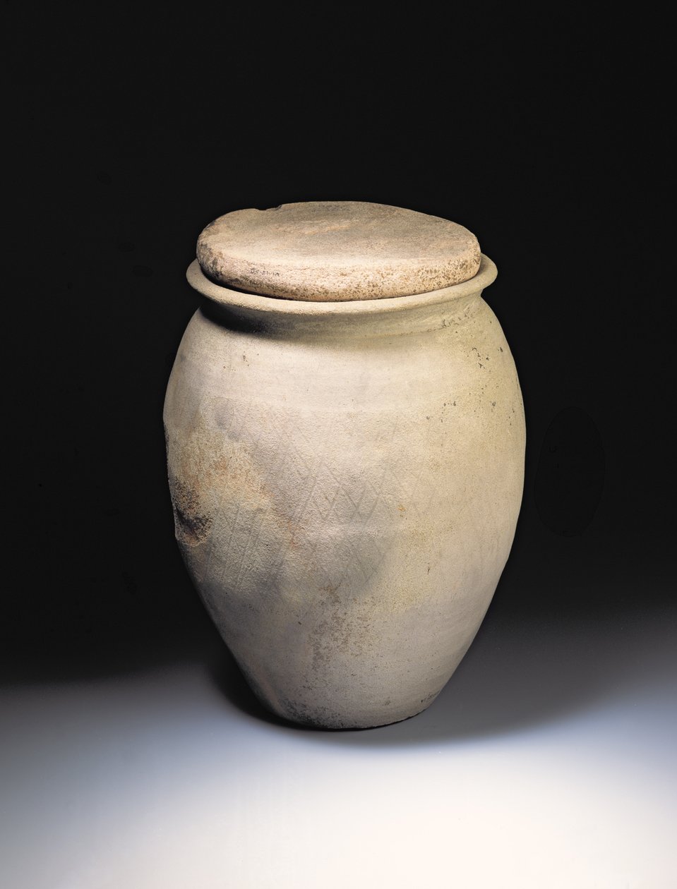Urne de crémation avec motif en treillis, du site romain de Newstead, Melrose - Roman