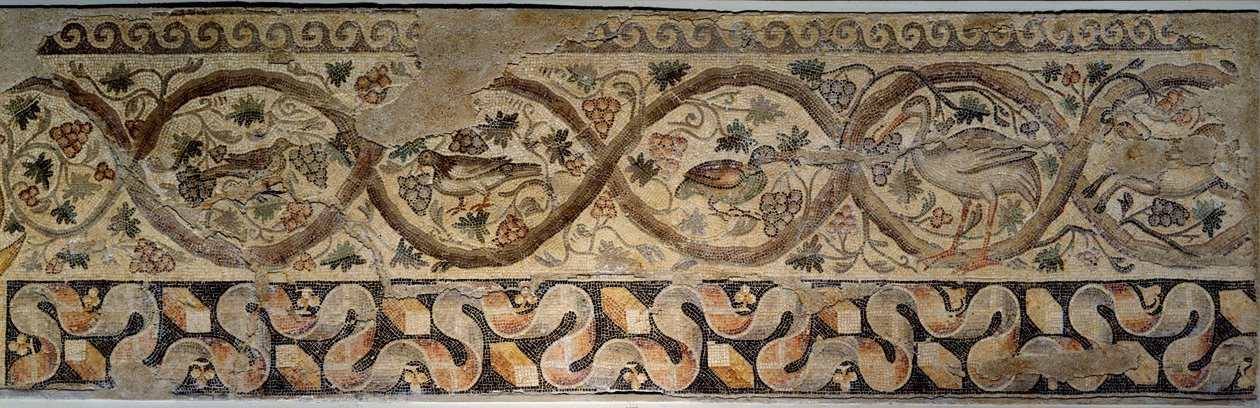 Rome antique : mosaïque des saisons représentant des fleurs et des animaux - Roman