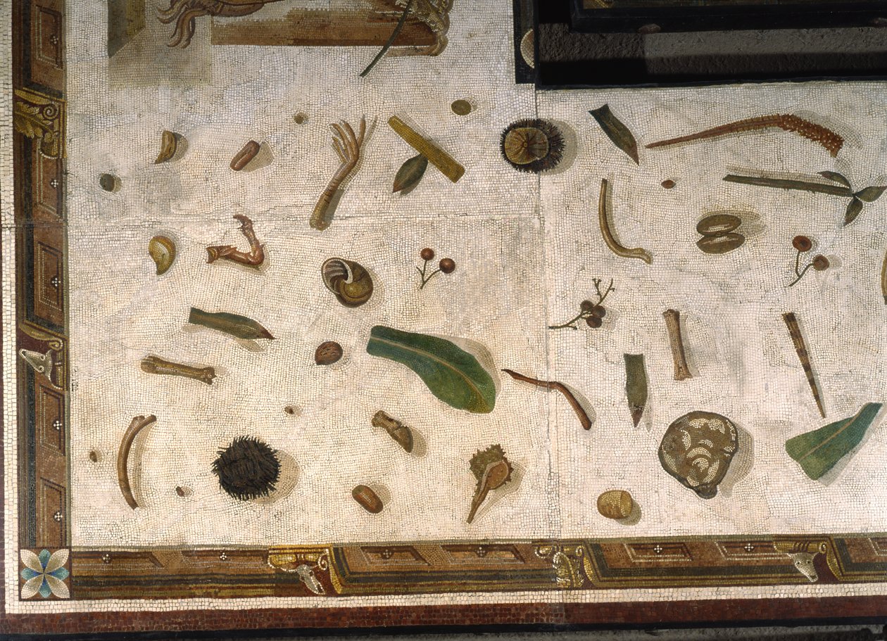 "Asarotos" (Sol non balayé) Fragments de mosaïque signés par Harakliton de Rome, 2ème siècle après J.-C., Rome - Roman