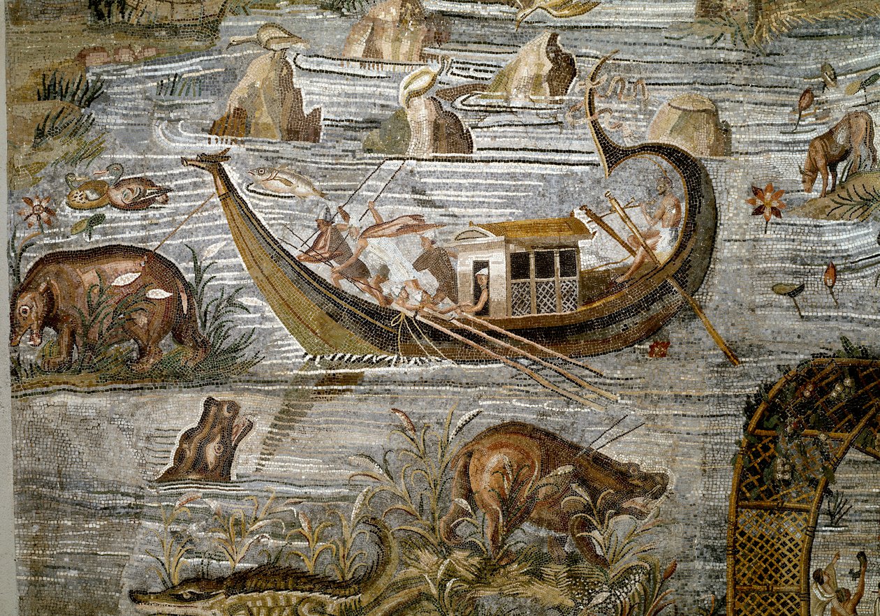 Détail de la mosaïque nilotique de Préneste (Palestrina) du sanctuaire de la déesse Fortune Primigenia, 80 av. J.-C. - Roman